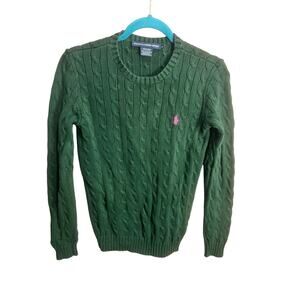 Ralph Lauren Sport Sz M Green Cotton Crew Neck Preppy Long Sleeve Knit Cozy